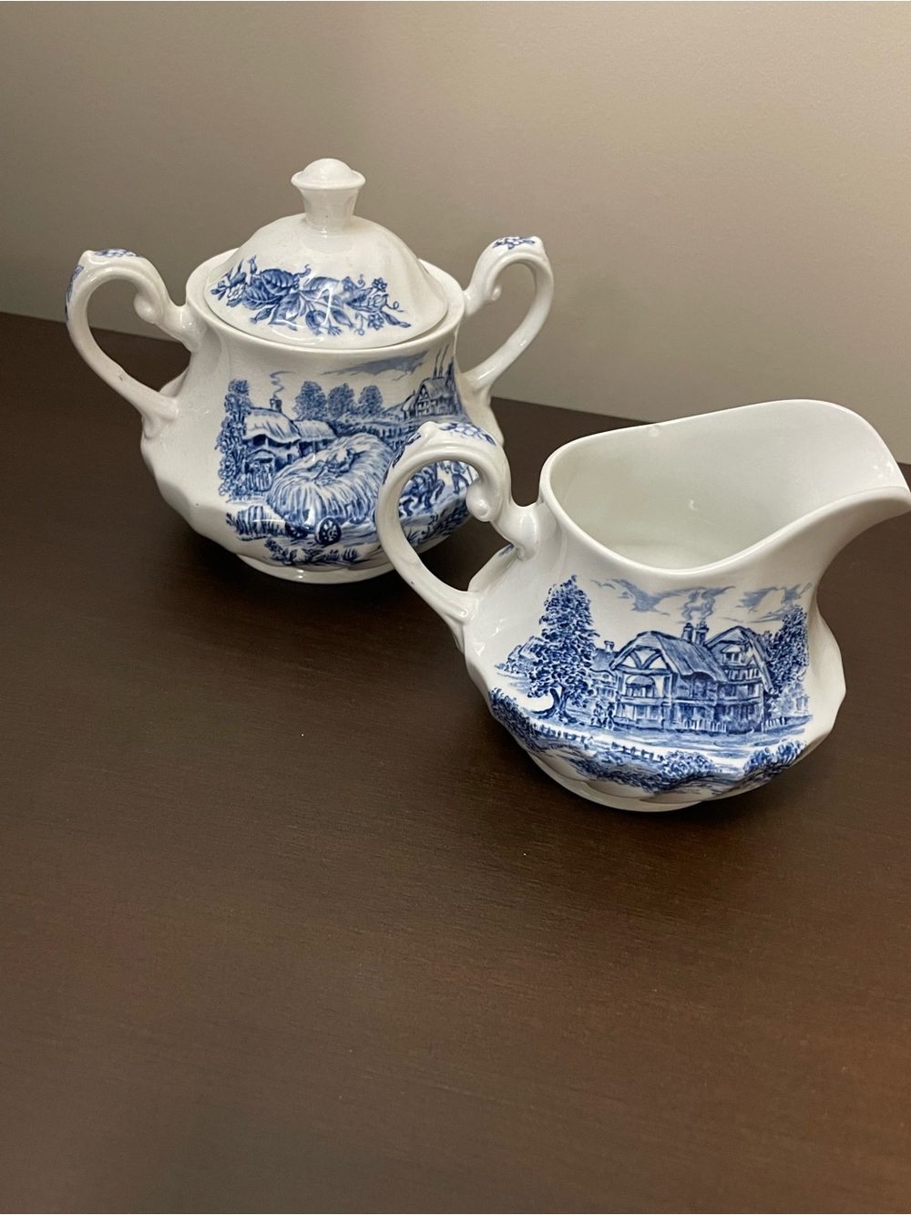 Staffordshire Ridgeway Ironstone Hayride Cream & Sugar